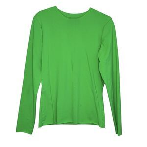 Louisa Ballou Shirt Womens XL Green Long Sleeve Stretch Pullover Recycled USA